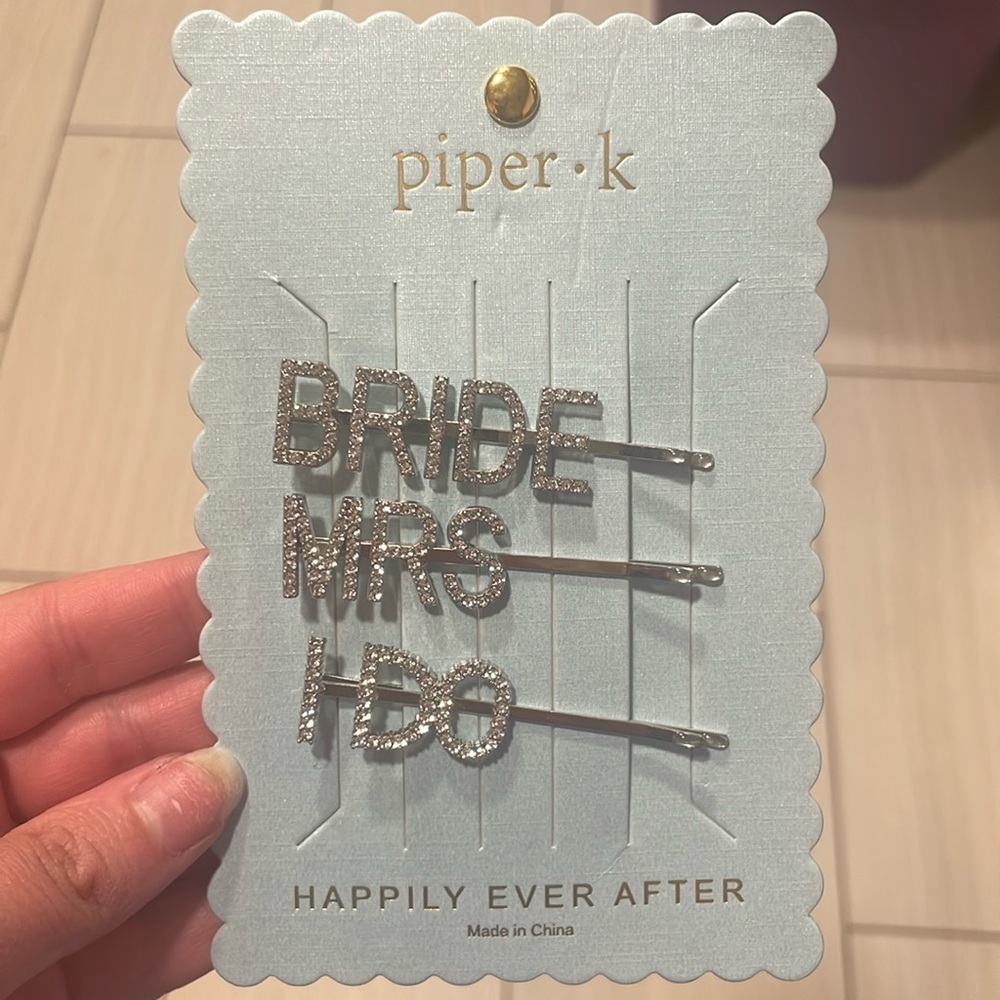 Piper K Bridal Hair Pins / Bobby Pins. Bride, MRS, I DO - Brand New, Never Worn